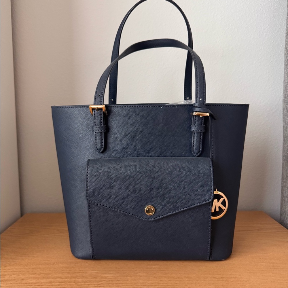 Michael Kors Blue Structured Tote Saffiano Leather